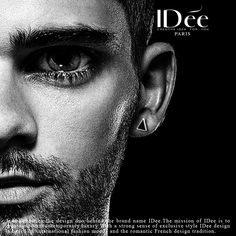 法国idee银饰男女同款黑三角形耳钉 idee耳钉