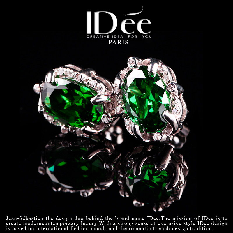 法国idee祖母绿女水晶s925 2021耳钉 idee耳钉