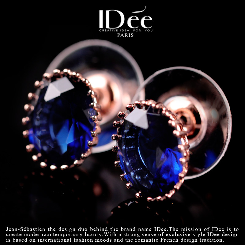 法国idee蓝宝石秋冬个性气质潮耳钉 idee耳钉