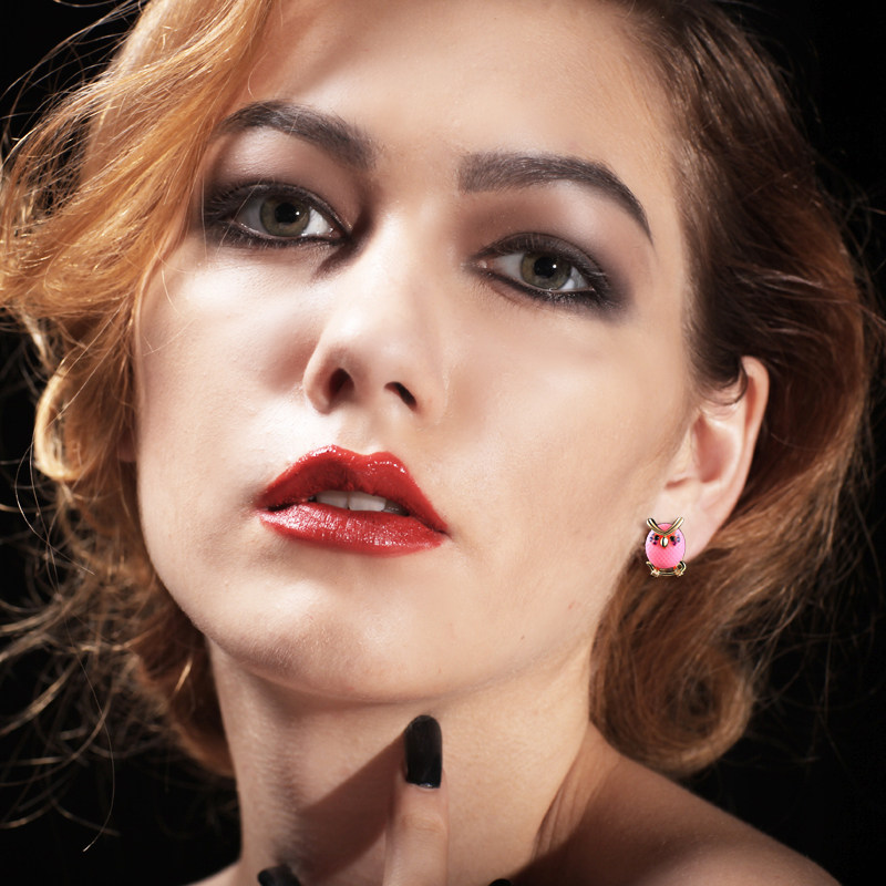 法国idee个性猫头鹰女生潮可爱耳钉 idee耳钉