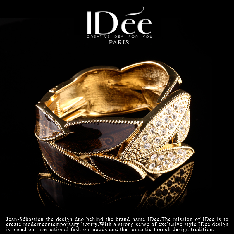 法国idee欧美宽女满钻夸张个性手镯 idee手镯