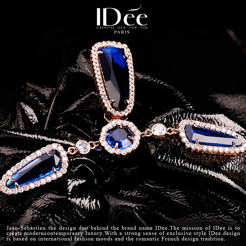 法国idee红宝石女18k金色气质项链 idee项链