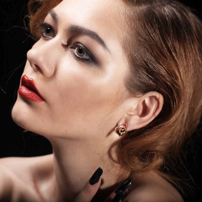 法国idee豹纹女心气质潮个性耳钉 idee耳钉