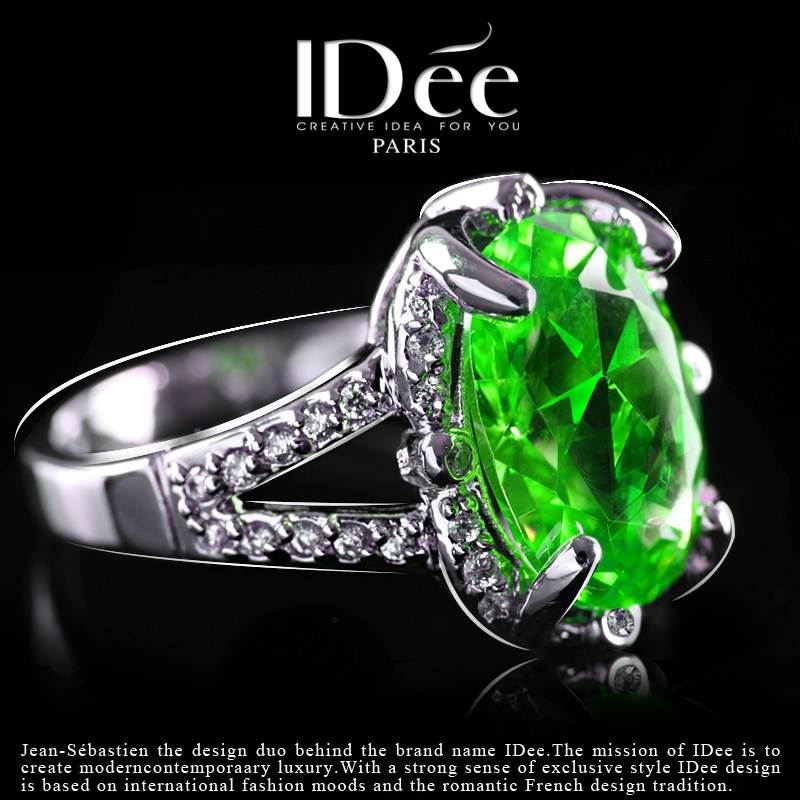 法国idee祖母绿925银项链套装女潮 idee项链