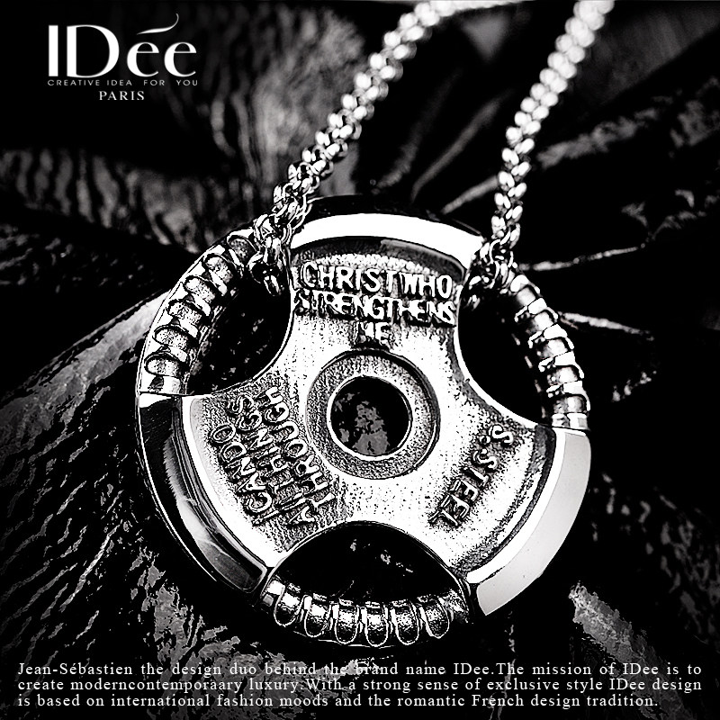 法国idee哑铃潮男潮牌个性吊坠挂件 idee项链