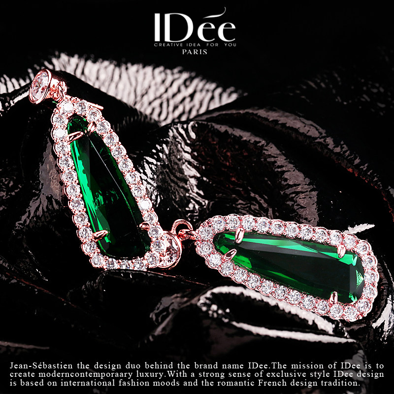 法国idee时尚蓝宝石长海蓝宝耳坠 idee耳钉