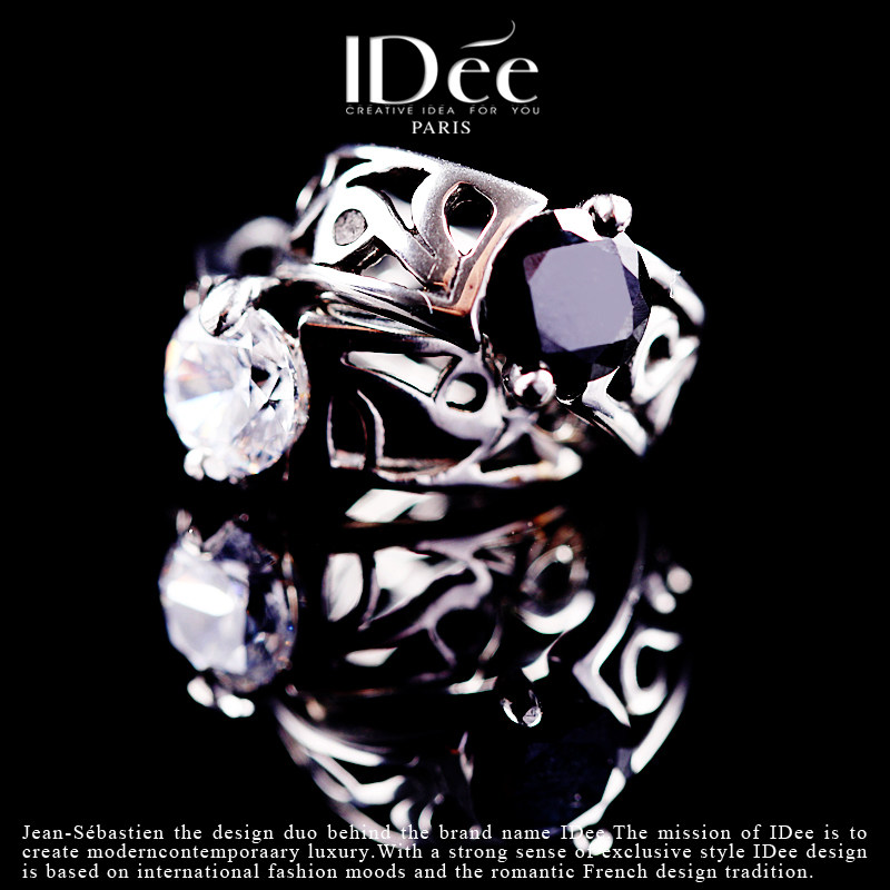 法国idee黑宝石男女生高级感耳夹 idee耳环