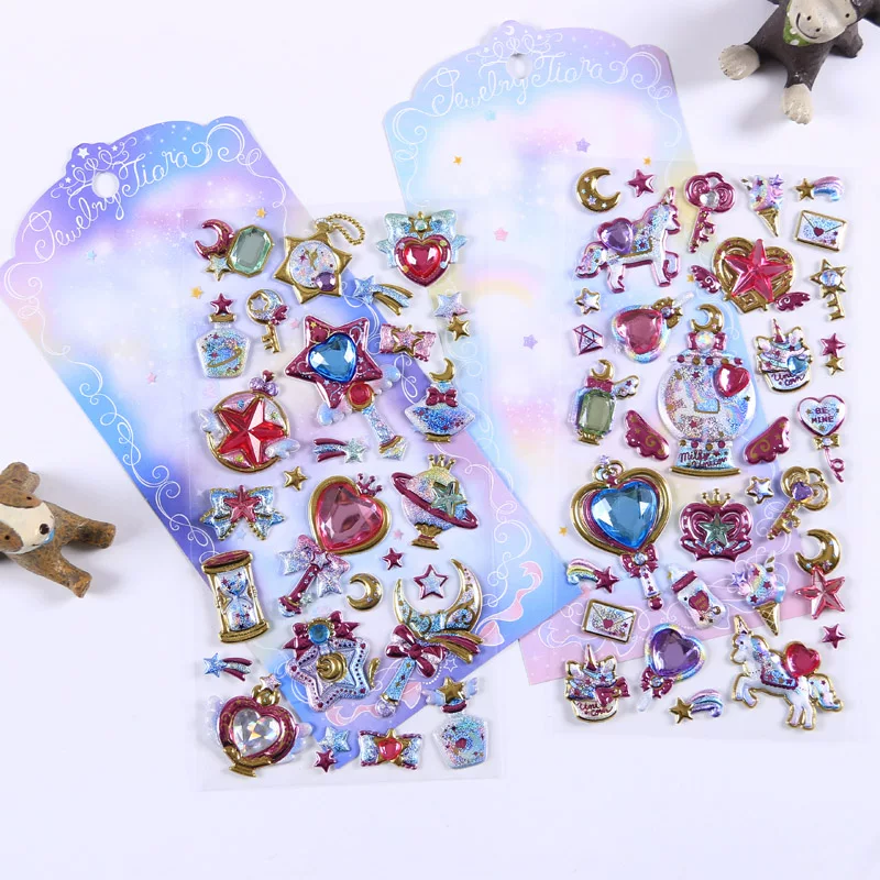 Cute three dimensional toy, shiny sticker, 3D, with gem