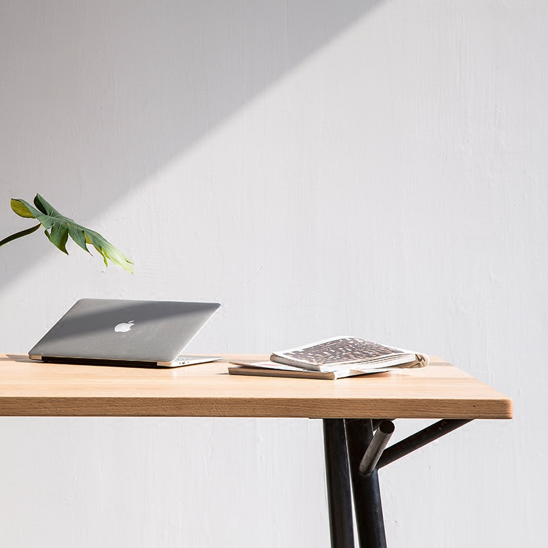 北欧实木电脑桌实木办公桌简易写字桌写字台办公桌铁艺实木桌组装