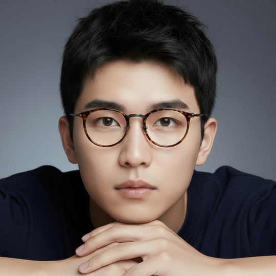 155mm大脸眼镜框男款超轻纯钛眼镜架近视可配男士气质复古大圆框