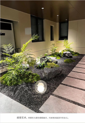 室内造景落地灯仿真绿植苔藓楼梯门口景观压克力球中球防水草平灯