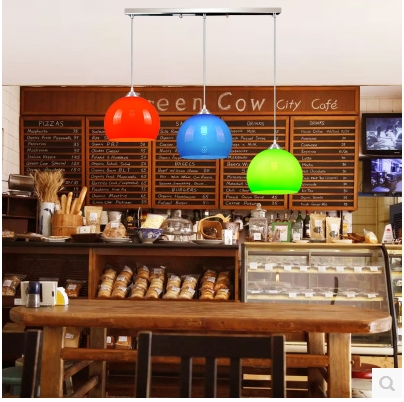 彩色餐厅吊灯 简约创意单头吧台 水果超市网吧亚克力三头饭厅灯具