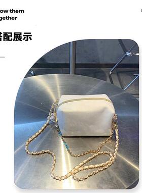 白色化妆包改造珍珠斜挎