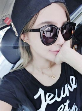 圆脸网红同款黑色嘻哈风太阳眼镜