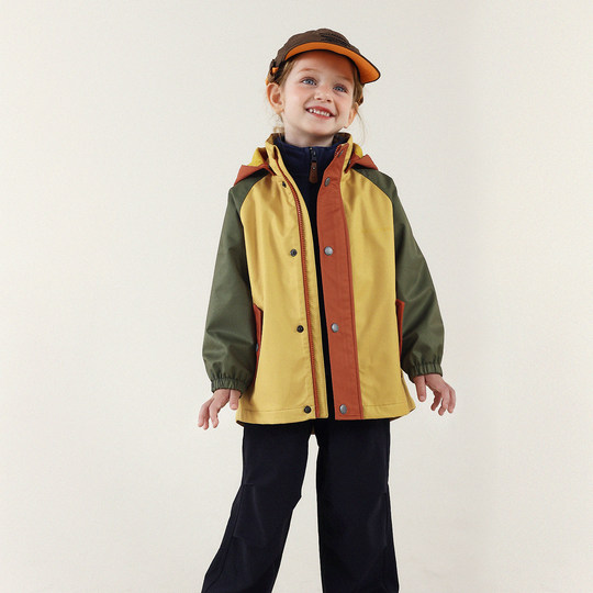 Yoona's mom Dupont three-proof color-blocked hooded jacket