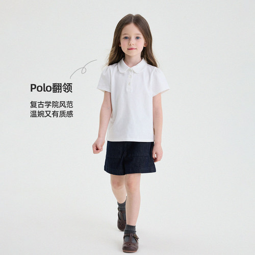 允儿妈女童夏季韩系百搭polo领短袖儿童2026新款时尚T恤宝宝上衣 - 图2