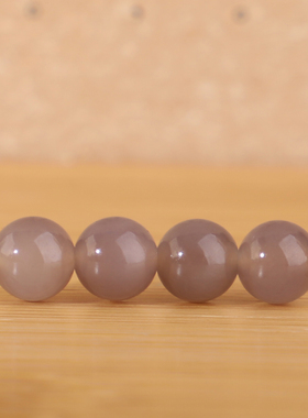天然新疆和田玉烟紫圆珠散珠浅色