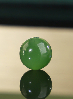俄料碧玉圆珠单珠精品阳绿色散