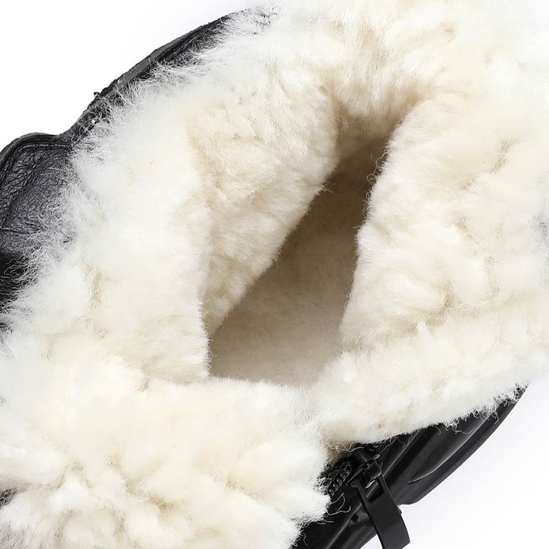 纯羊毛棉鞋男款冬高帮老北京休闲保暖鞋加厚橡胶防滑底防寒爸爸鞋 - 图1