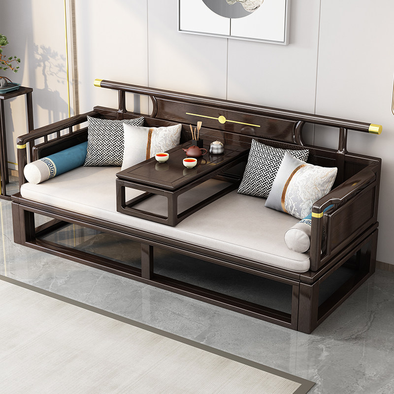 罗汉床实木新中式沙发床两用茶桌椅组合推拉床小户型客厅禅意床榻,淘宝优惠券,粉丝福利购,淘宝优惠卷