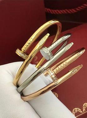 钛钢镀金钉子手镯金银色简约质感