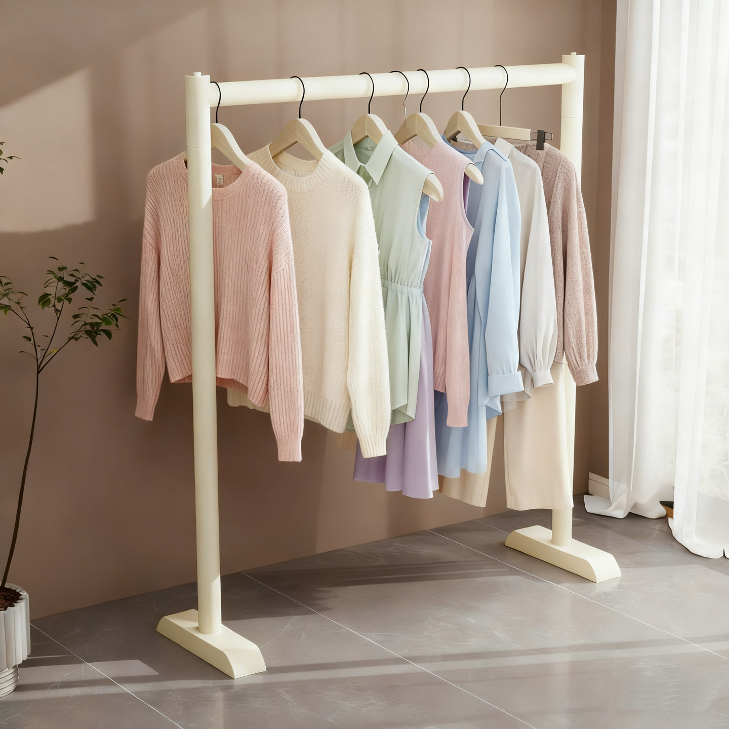 晾衣架落地式极窄边折叠家用置地式衣架卧室小简易单杆挂衣服杆子,淘宝优惠券,粉丝福利购,淘宝优惠卷