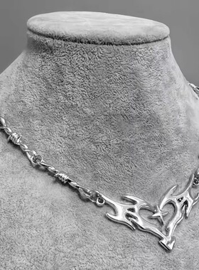 火焰钛钢街头嘻哈项链小众设计潮男女高级感美式项链