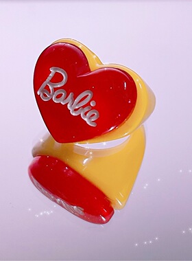 ins简约时尚亚克力树脂戒指女网红新款潮流复古字母爱心指环