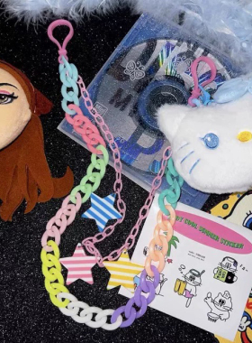 原宿亚比腰链 千禧y2k马卡龙kitty亚克力星星裤链 可做项链废土风
