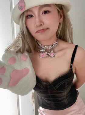 水钻星星骨头chocker y2k项链