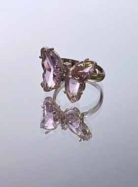 气质奢华锆石蝴蝶开口调节戒指女个性时尚潮韩版网红冷淡风指环