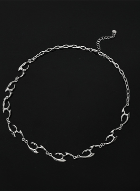 原创设计小众不规则金属项链男高级感锁骨链颈链女