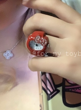 复古y2k可爱kitty猫蝴蝶结手表戒指水钻小众设计感时尚甜美百搭