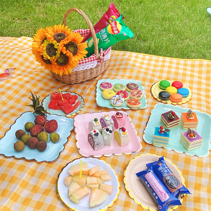 一次性餐具野餐派对用品蛋糕硬餐盘纸盘菜盘子碟子春游套装炊用具 - 图0