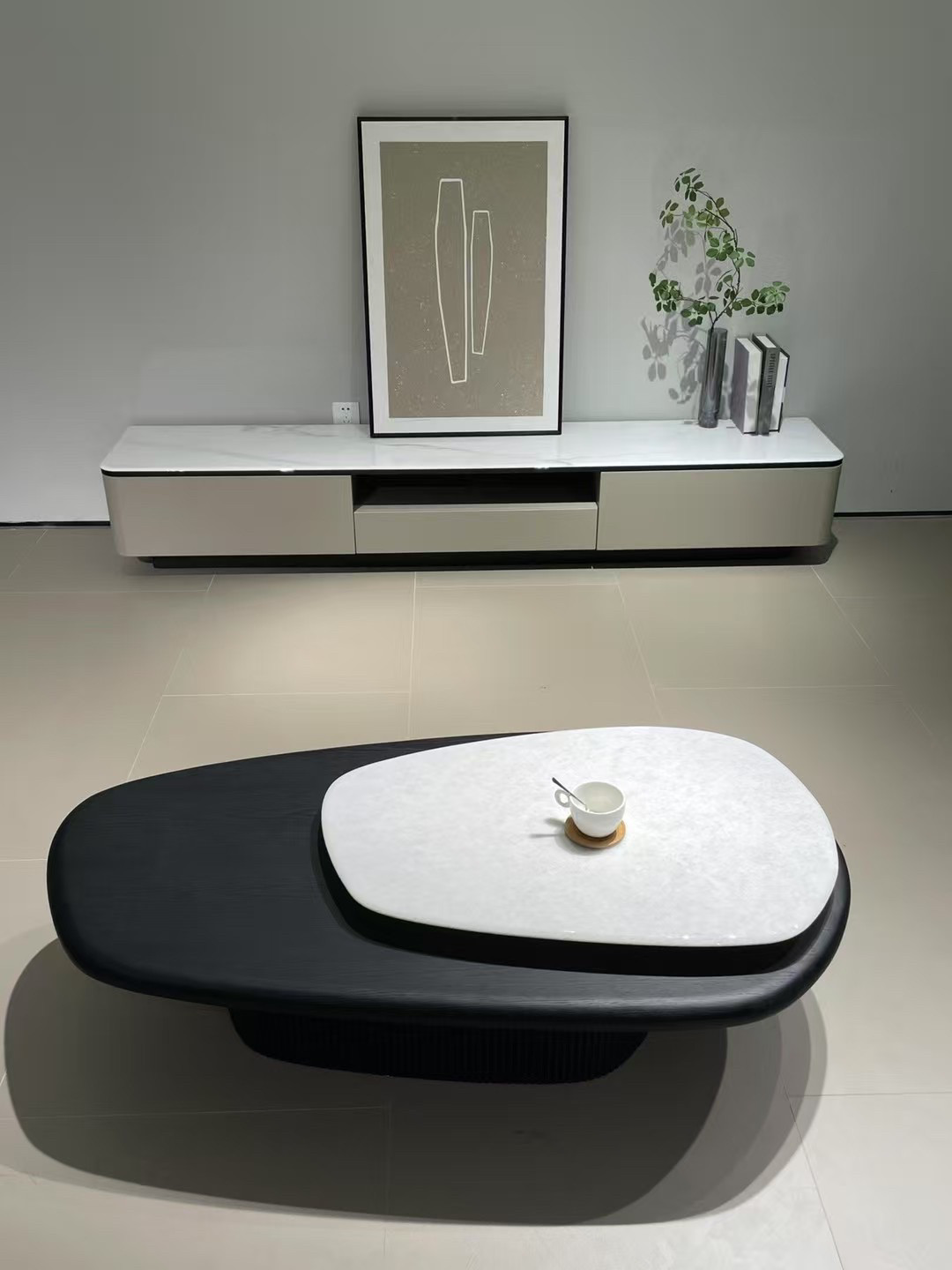 佛山极简茶几电视柜组合小户型家用客厅大小茶几沙发茶几伸缩椭圆,淘宝优惠券,粉丝福利购,淘宝优惠卷