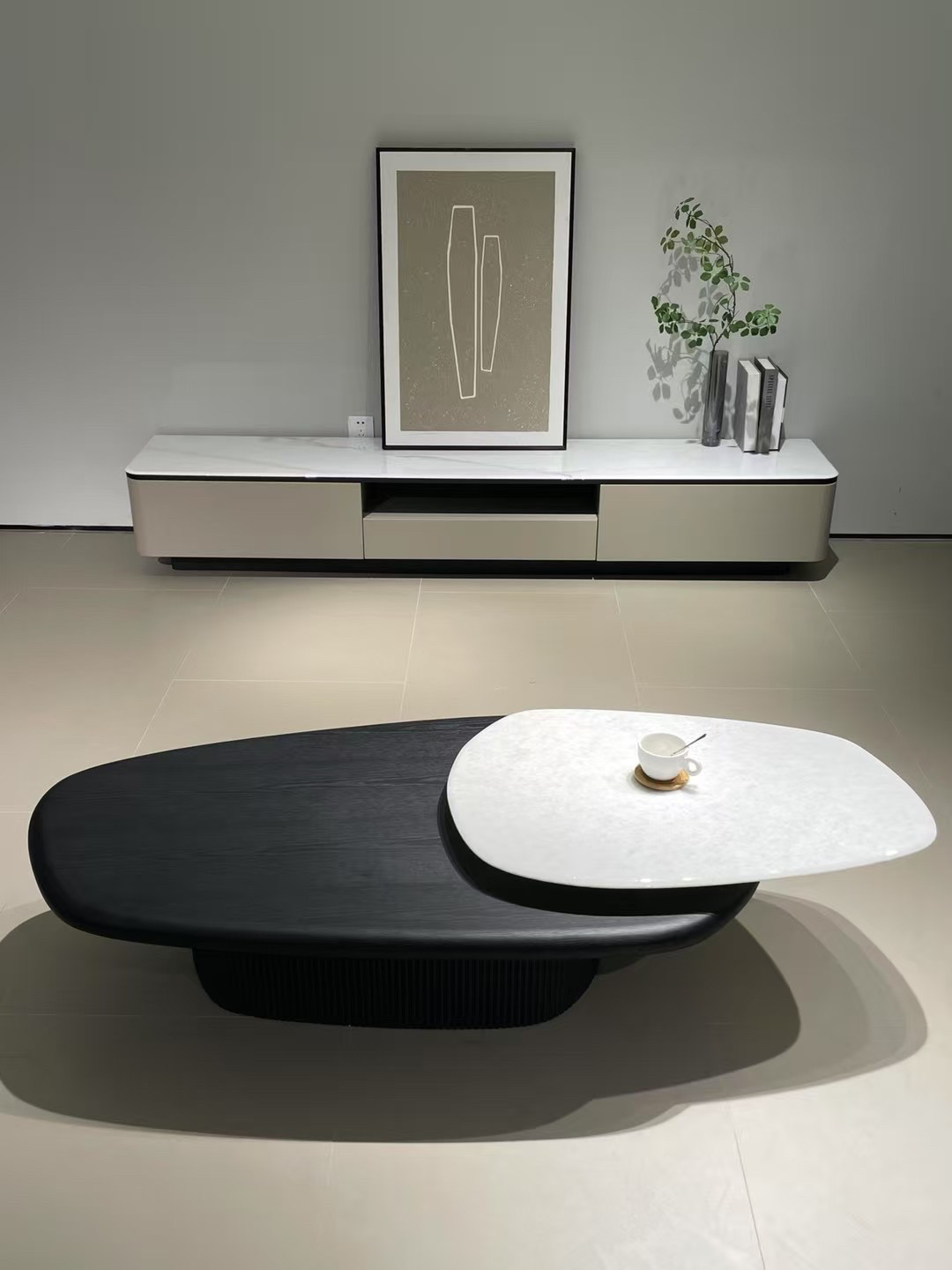 佛山极简茶几电视柜组合小户型家用客厅大小茶几沙发茶几伸缩椭圆,淘宝优惠券,粉丝福利购,淘宝优惠卷