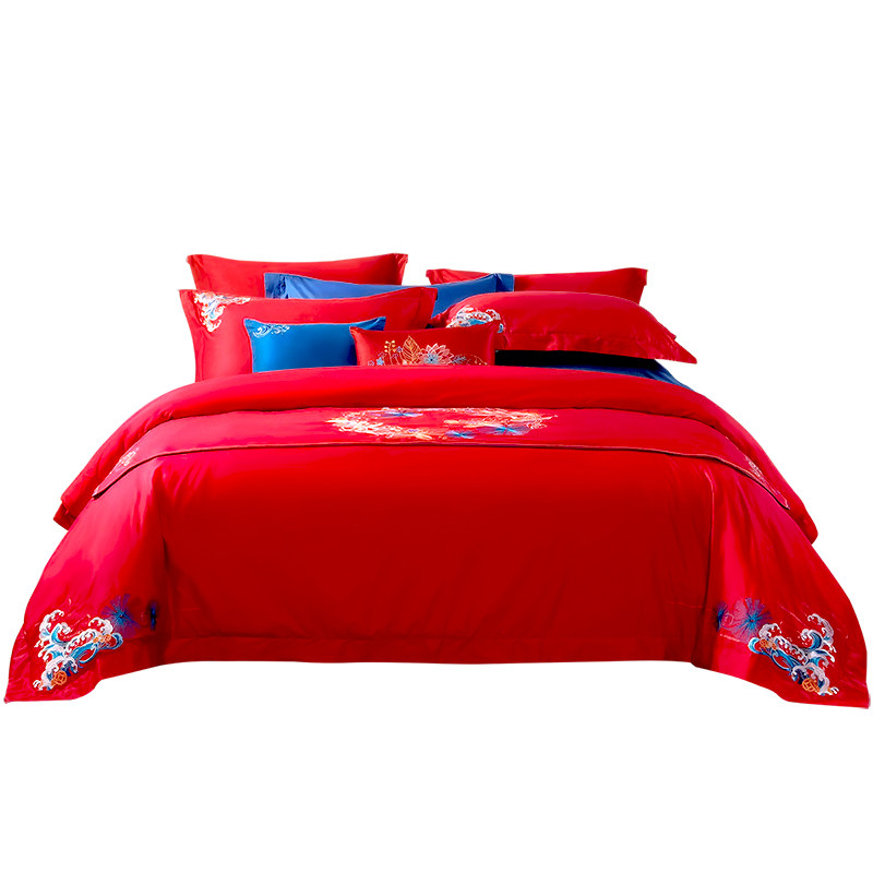 富安娜结婚四件套床上高档婚房60支婚庆大红婚庆纯棉喜被六件套,淘宝优惠券,粉丝福利购,淘宝优惠卷