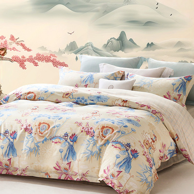 富安娜纯棉全棉新中式床上四件套