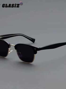 韩版潮流小脸近视墨镜女黑色开车半框镜男防晒个性复古小框太阳镜