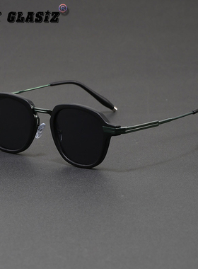 小众玳瑁金属方框平光镜太阳镜