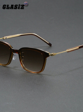 日落色墨镜女高级感防紫外线太阳镜日本设计师款手工防蓝光平光镜