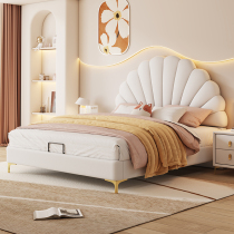 Style Cream Wind Princess Bed Petal Bed Modern Minima Small Household Type One Metre Five Children Bed Girl Storage Leather Bed