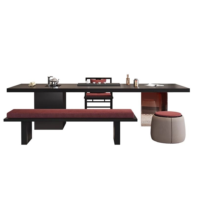 实木大板茶桌椅组合黑色亚克力泡茶桌家用碳化黑质感客厅悬浮茶桌,淘宝优惠券,粉丝福利购,淘宝优惠卷