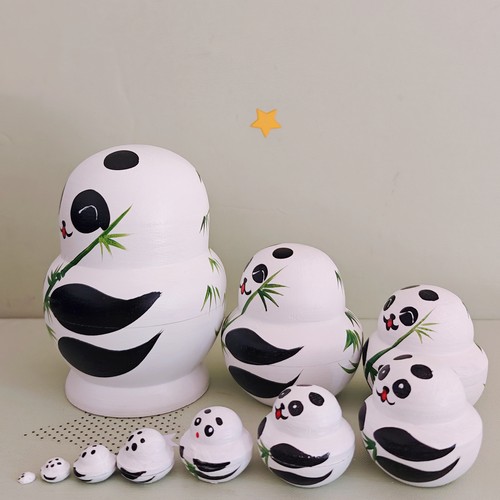 俄罗斯套娃10层小肚子熊猫手工木制玩具女生节日礼物创意摆件 - 图0