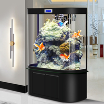 2023 new living room small eco-net red fish cylinder free water glass gold fish tank aquarium bottom cabinet self-circulation