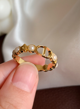 奥米迪奥cd珍珠戒指小众设计