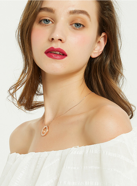 满钻love玫瑰金锁骨链送女友礼物