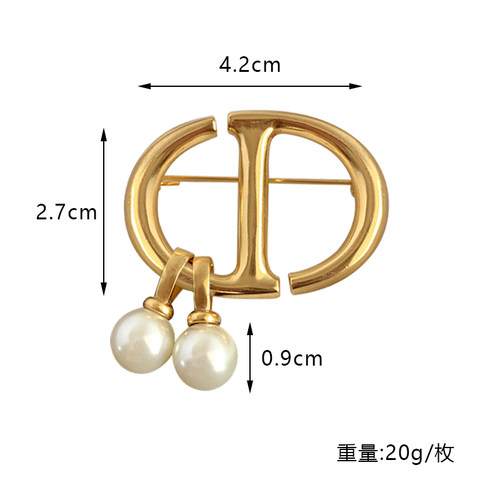 奥米迪奥欧美cd字母珍珠胸针高级感小众设计冷淡风2025年新款饰品 - 图3