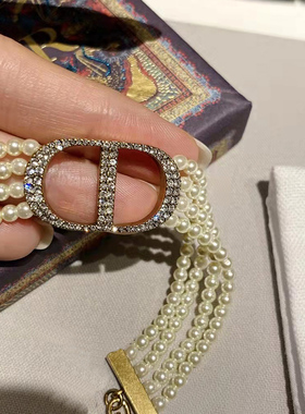 满钻超闪字母多层珍珠手链韩版