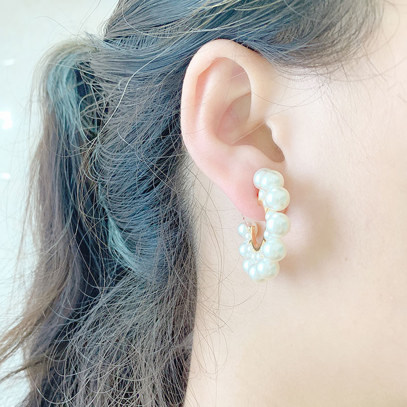 奥米迪奥开口双排珍珠耳钉2024新款潮女式高级感耳环耳饰轻奢小众